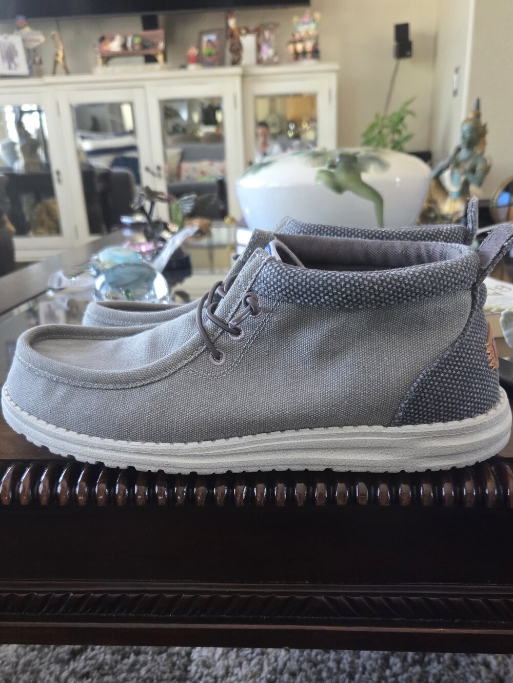 Hey Dude Wally Gray Canvas Slip-On Chukka Loafers